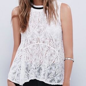 Free People Elegant Lace Sleeveless Top - White
